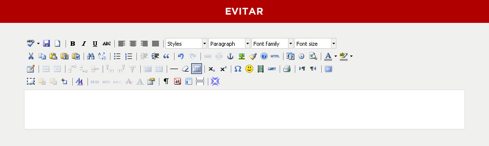 Exemplo de caixa de texto com ferramentas difíceis de serem utilizadas.