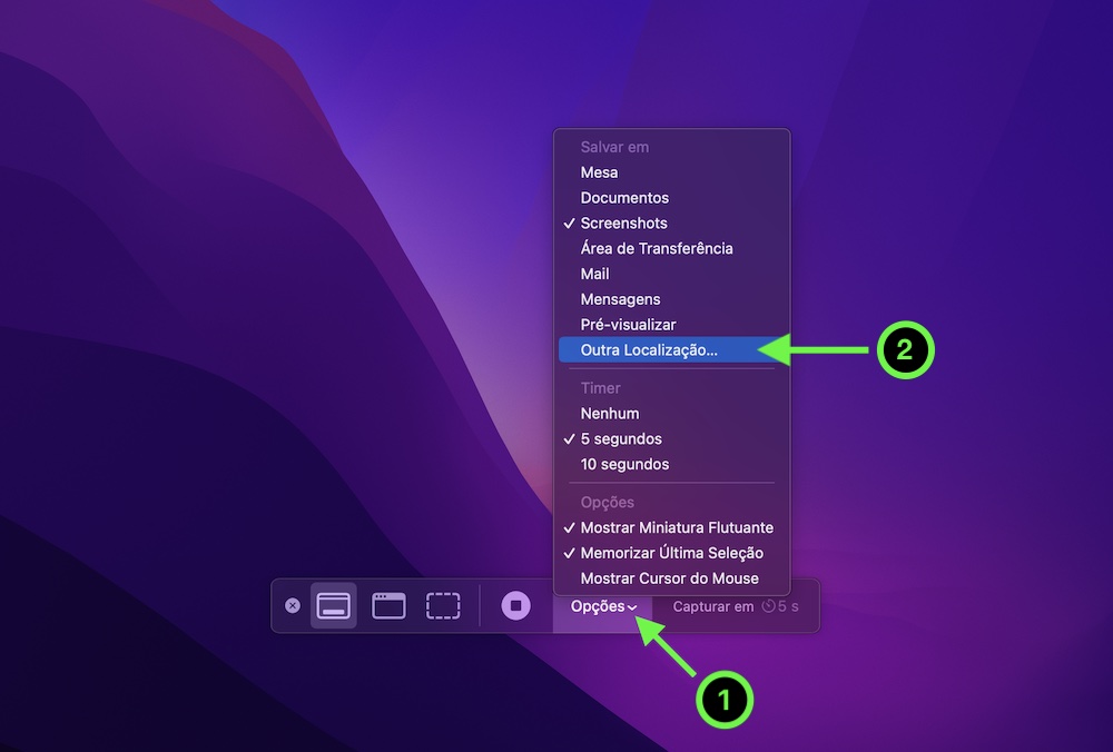 Print de tela mostrando o finder do macOS, percorrendo o caminho: usuário, imagens e então o diretório chamado Screenshots
