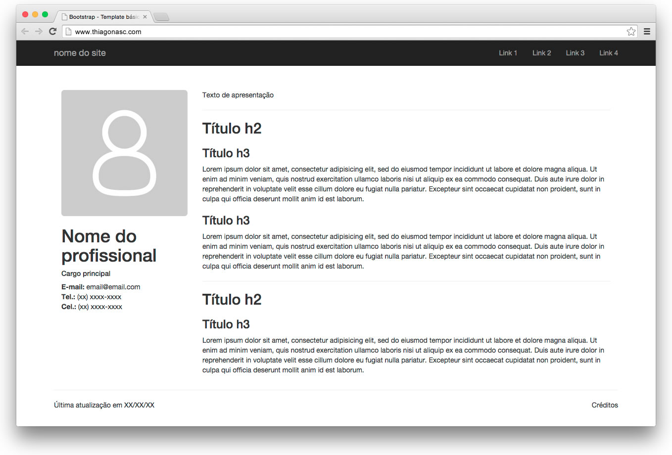 Layout final desenvolvido em bootstrap