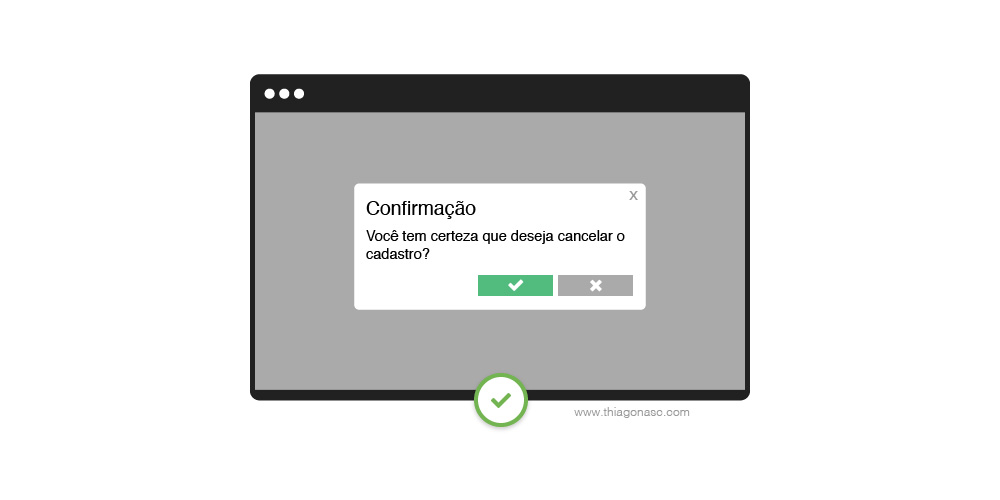 Exemplo de interface recomendada com funcionalidade de confirmação de cancelamento de cadastro