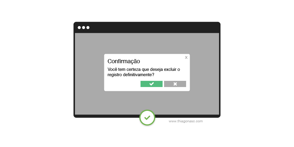 Exemplo de interface recomendada com funcionalidade de confirmação de exclusão de registro
